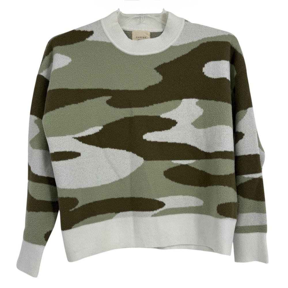 HARPER HERITAGE Size Large Lue Stylist Modern Camo Pullover Sweater Mock Neck